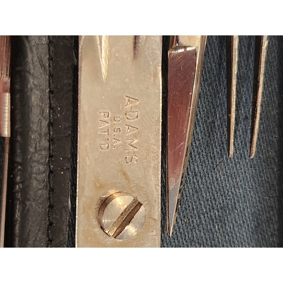 Vintage Adams Scientific Dissection Tool Kit USA Italy Black Trifold Case 9pc - Picture 6 of 8